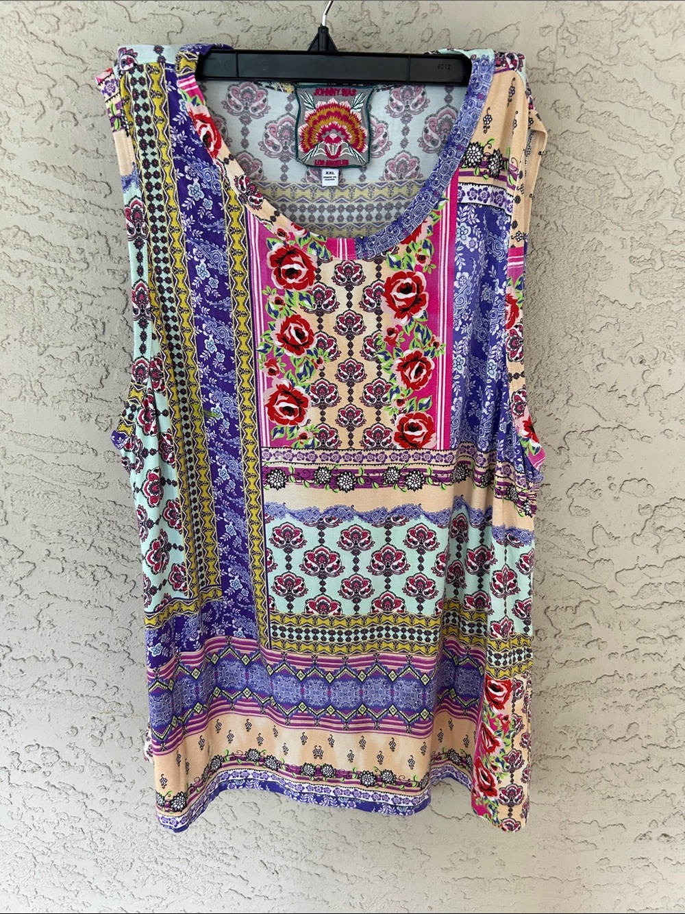 Johnny Was Multicolor Rose Patchwork Tank Top
